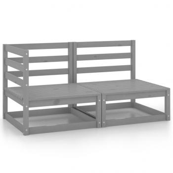 ARDEBO.de - 2-tlg. Garten-Lounge-Set Grau Kiefer Massivholz