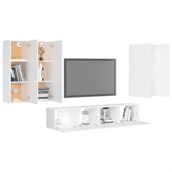 6-tlg. TV-Schrank-Set Weiß Holzwerkstoff