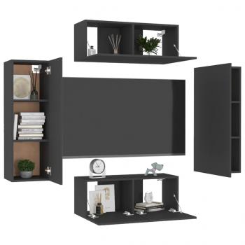 4-tlg. TV-Schrank-Set Schwarz Holzwerkstoff