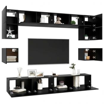 8-tlg. TV-Schrank-Set Schwarz Holzwerkstoff