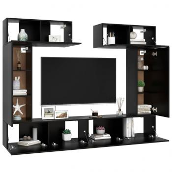 6-tlg. TV-Schrank-Set Schwarz Holzwerkstoff