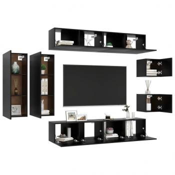 8-tlg. TV-Schrank-Set Schwarz Holzwerkstoff