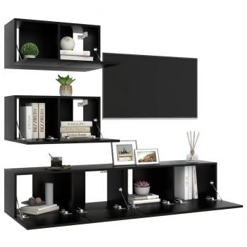 4-tlg. TV-Schrank-Set Schwarz Holzwerkstoff