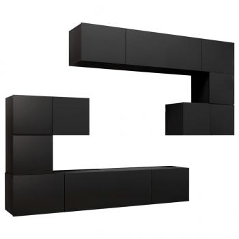 8-tlg. TV-Schrank-Set Schwarz Holzwerkstoff