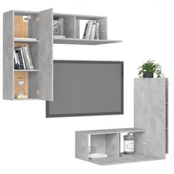 4-tlg. TV-Schrank-Set Betongrau Holzwerkstoff