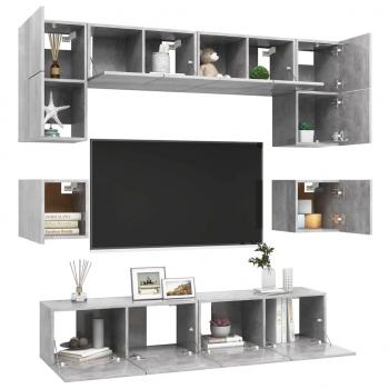 8-tlg. TV-Schrank-Set Betongrau Holzwerkstoff