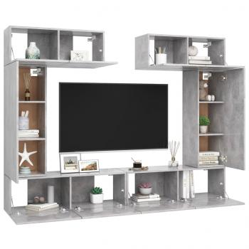 6-tlg. TV-Schrank-Set Betongrau Holzwerkstoff