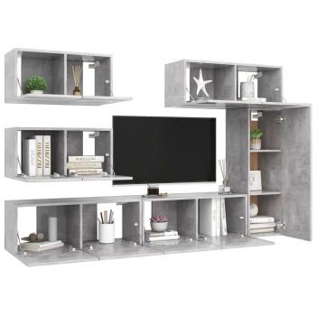 6-tlg. TV-Schrank-Set Betongrau Holzwerkstoff