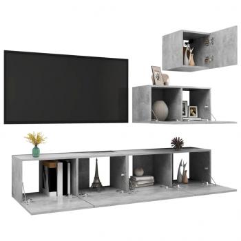 4-tlg. TV-Schrank-Set Betongrau Holzwerkstoff