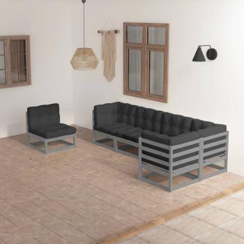 ARDEBO.de - 6-tlg. Garten-Lounge-Set mit Kissen Kiefer Massivholz