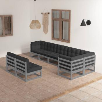 ARDEBO.de - 8-tlg. Garten-Lounge-Set mit Kissen Massivholz Kiefer