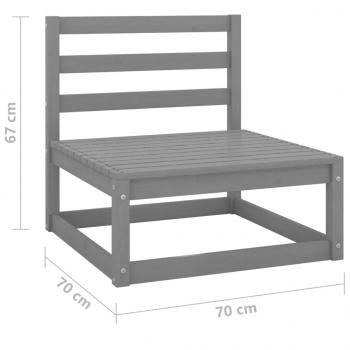 10-tlg. Garten-Lounge-Set mit Kissen Grau Massivholz Kiefer