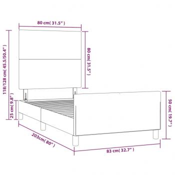 Bettgestell mit Kopfteil Schwarz 80x200 cm Stoff