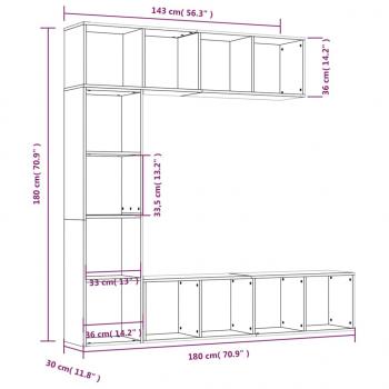 3-tlg. Bücherregal-/TV-Schrank-Set Braun Eichen-Optik