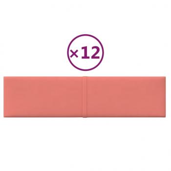 Wandpaneele 12 Stk. Rosa 60x15 cm Samt 1,08 m²