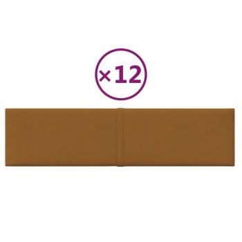 Wandpaneele 12 Stk. Braun 60x15 cm Samt 1,08 m²