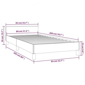 Bettgestell mit Kopfteil Dunkelgrau 80x200 cm Stoff