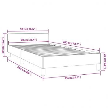 Bettgestell mit Kopfteil Grau 90x200 cm Kunstleder