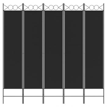 5-tlg. Paravent Schwarz 200x200 cm Stoff