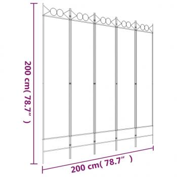 5-tlg. Paravent Schwarz 200x200 cm Stoff