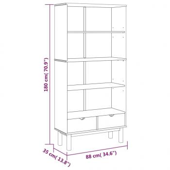 Bücherregal OTTA mit 2 Schubladen Braun Massivholz Kiefer