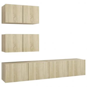 4-tlg. TV-Schrank-Set Sonoma-Eiche Holzwerkstoff