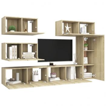 6-tlg. TV-Schrank-Set Sonoma-Eiche Holzwerkstoff