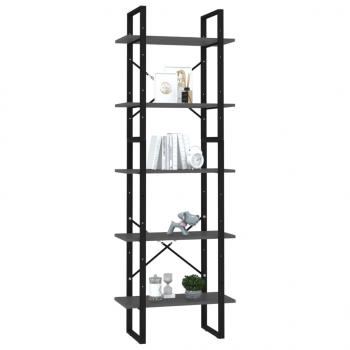 Bücherregal 5 Fächer Grau 60x30x175 cm Holzwerkstoff