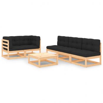 ARDEBO.de - 6-tlg. Garten-Lounge-Set mit Kissen Massivholz Kiefer