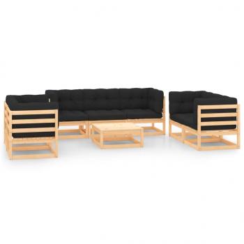 ARDEBO.de - 8-tlg. Garten-Lounge-Set mit Kissen Massivholz Kiefer