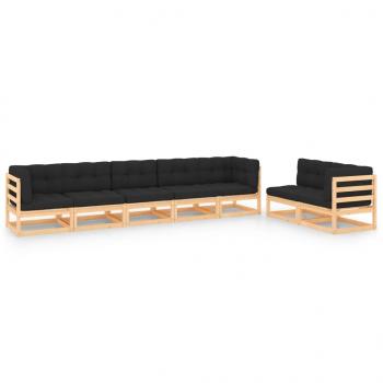 ARDEBO.de - 7-tlg. Garten-Lounge-Set mit Kissen Massivholz Kiefer