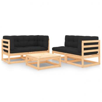 ARDEBO.de - 5-tlg. Garten-Lounge-Set mit Kissen Massivholz Kiefer