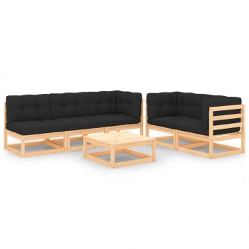 ARDEBO.de - 6-tlg. Garten-Lounge-Set mit Kissen Massivholz Kiefer