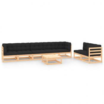 ARDEBO.de - 8-tlg. Garten-Lounge-Set mit Kissen Massivholz Kiefer