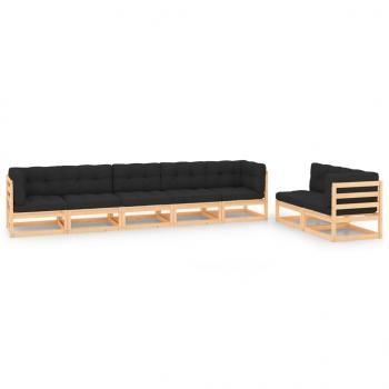 ARDEBO.de - 7-tlg. Garten-Lounge-Set mit Kissen Massivholz Kiefer