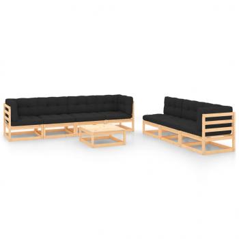 ARDEBO.de - 8-tlg. Garten-Lounge-Set mit Kissen Massivholz Kiefer