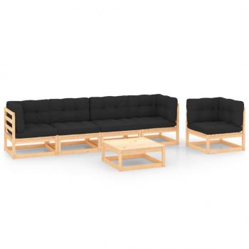 ARDEBO.de - 6-tlg. Garten-Lounge-Set mit Kissen Massivholz Kiefer