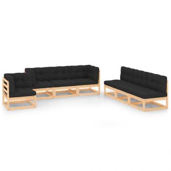 ARDEBO.de - 7-tlg. Garten-Lounge-Set mit Kissen Massivholz Kiefer