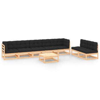 ARDEBO.de - 8-tlg. Garten-Lounge-Set mit Kissen Massivholz Kiefer