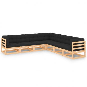 ARDEBO.de - 7-tlg. Garten-Lounge-Set mit Kissen Massivholz Kiefer