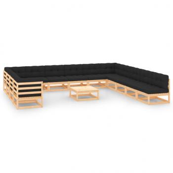 ARDEBO.de - 14-tlg. Garten-Lounge-Set mit Kissen Massivholz Kiefer