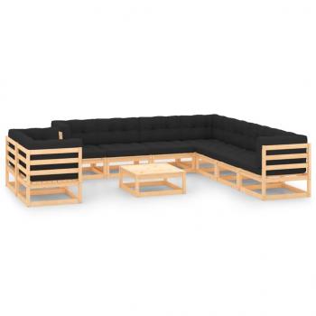 ARDEBO.de - 10-tlg. Garten-Lounge-Set mit Kissen Massivholz Kiefer