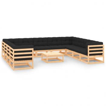 ARDEBO.de - 12-tlg. Garten-Lounge-Set mit Kissen Massivholz Kiefer