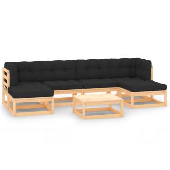 ARDEBO.de - 7-tlg. Garten-Lounge-Set mit Kissen Massivholz Kiefer