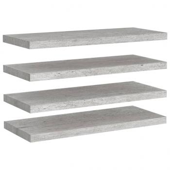 Schweberegale 4 Stk. Betongrau 80x23,5x3,8 cm MDF