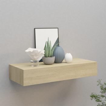 ARDEBO.de - Wandregal mit Schublade Eichen-Optik 60x23,5x10 cm MDF