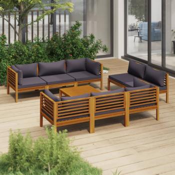 ARDEBO.de - 9-tlg. Garten-Lounge-Set mit Kissen Massivholz Akazie