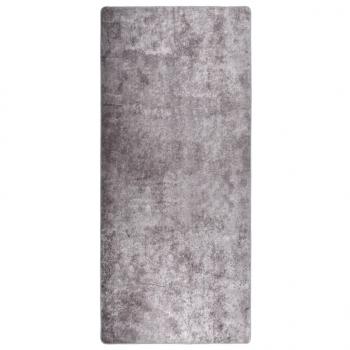 ARDEBO.de - Teppich Waschbar 80x300 cm Grau Rutschfest