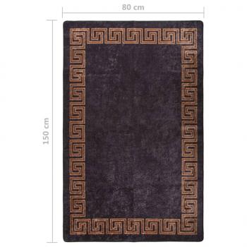 Teppich Waschbar 80x150 cm Schwarz und Golden Rutschfest