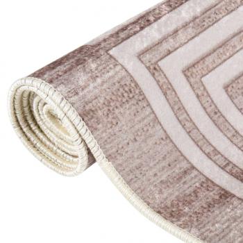 Teppich Waschbar 80x150 cm Beige Rutschfest